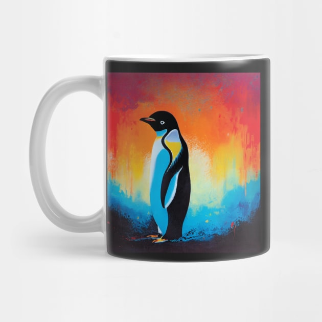 Colourful Penguin Oil Painting by Geminiartstudio